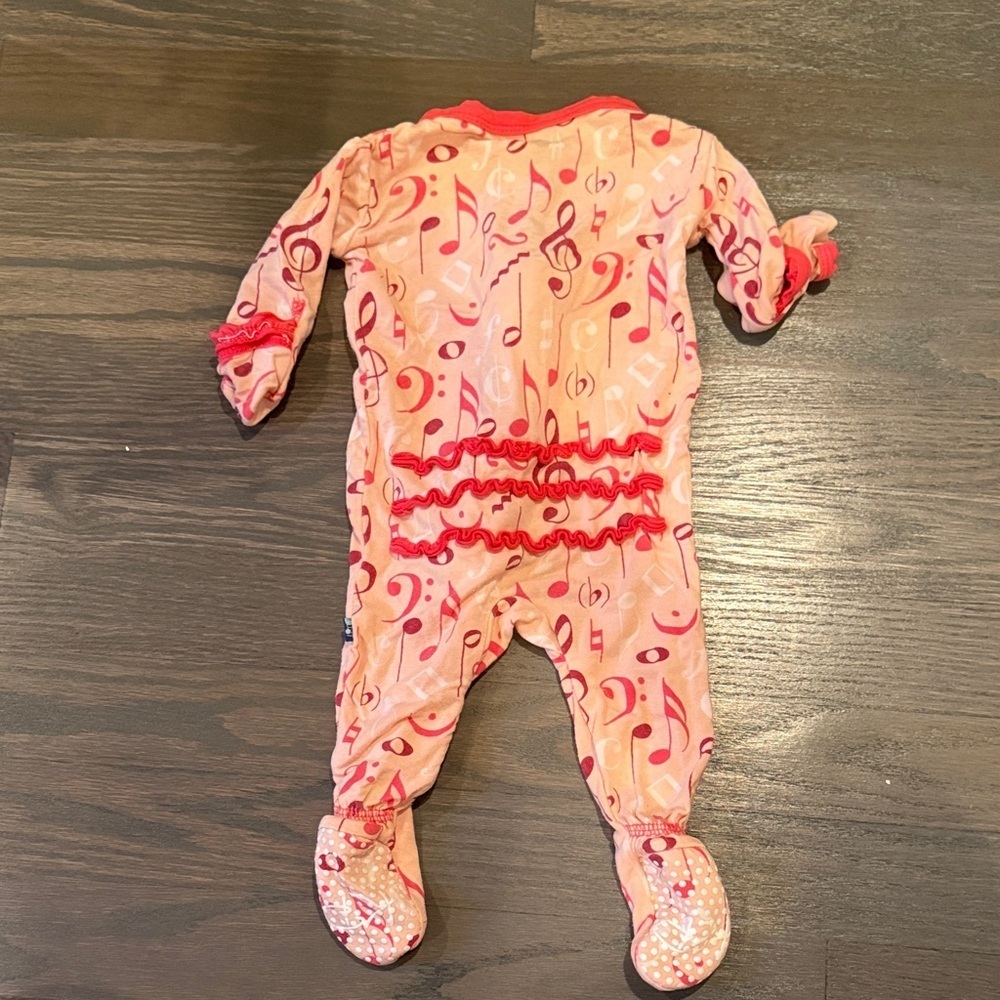 Kickee Pants Pink Musical Note Bamboo Footie Pajamas - Picture 2 of 3
